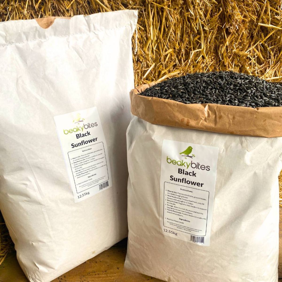 BeakyBites Premium 25kg Black Sunflower Seeds - Bulk Bag Bird Food